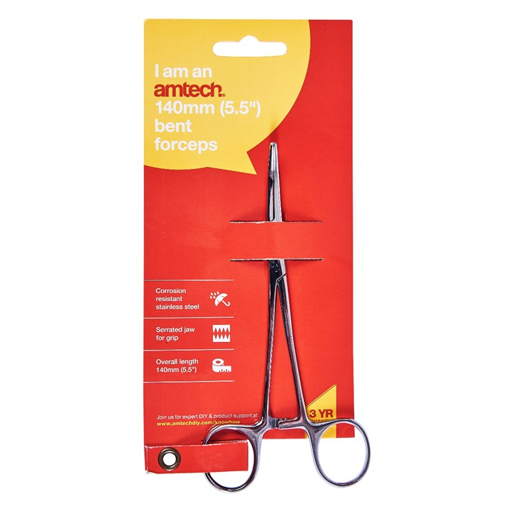 Amtech 140mm (5.5") Bent forceps R0700
