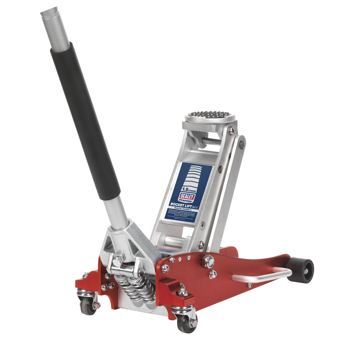 Sealey 1.5tonne Aluminium Low Entry Trolley Jack with Rocket Lift RJA1550