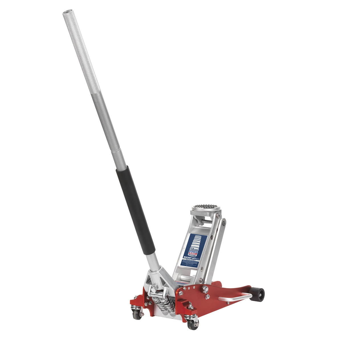 Sealey 1.5tonne Aluminium Low Entry Trolley Jack with Rocket Lift RJA1550
