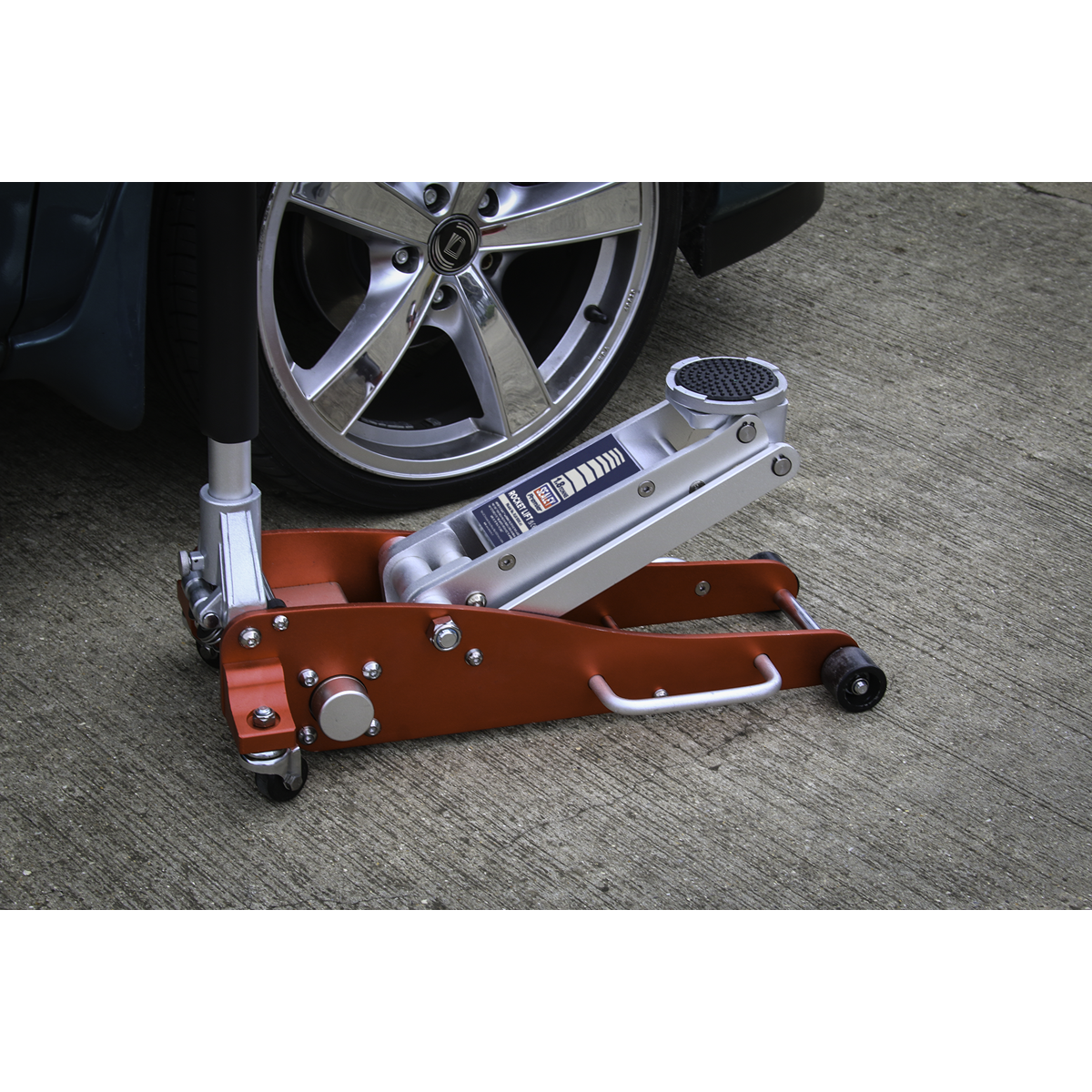 Sealey 1.8tonne Aluminium Low Entry Trolley Jack with Rocket Lift RJA1800
