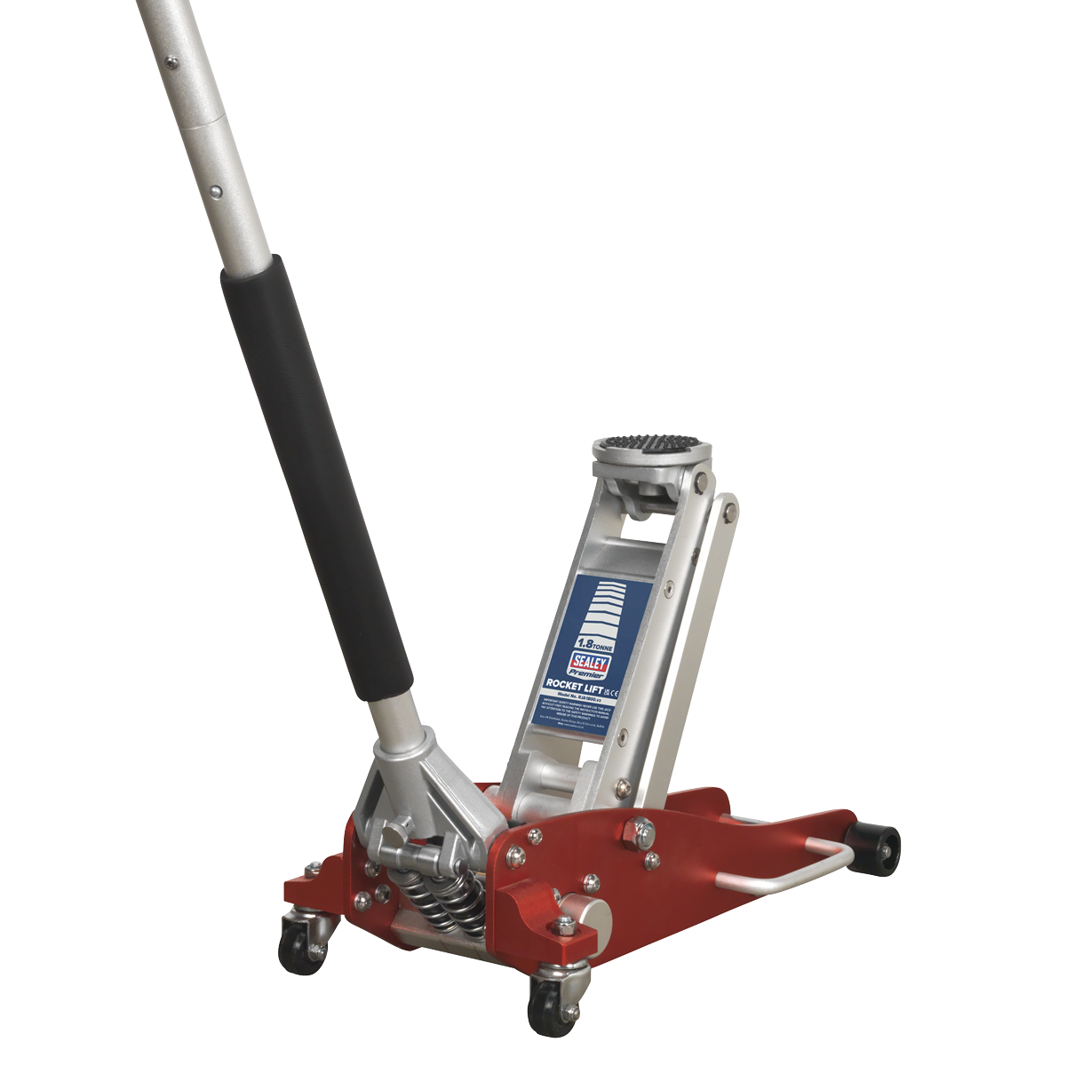 Sealey 1.8tonne Aluminium Low Entry Trolley Jack with Rocket Lift RJA1800