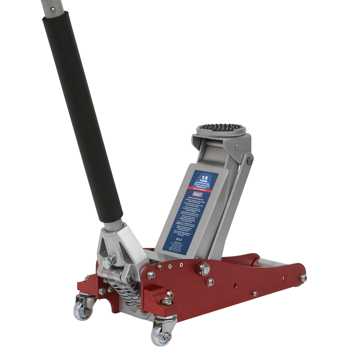 Sealey 1.5tonne Aluminium/Steel Trolley Jack with Rocket Lift RJAS1500