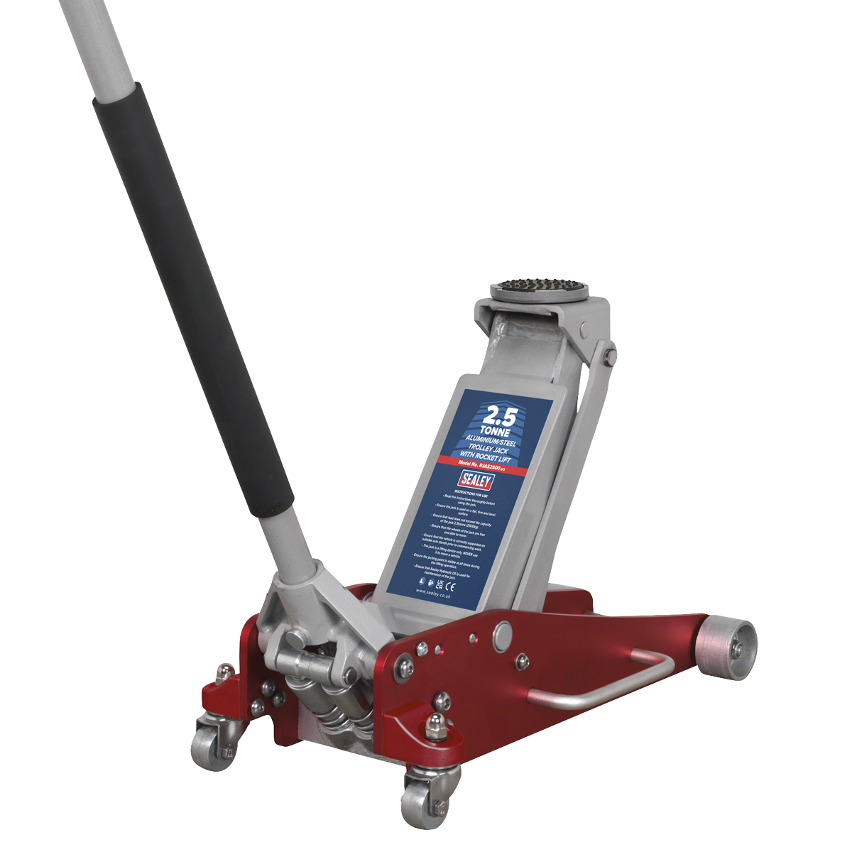 Sealey 2.5tonne Aluminium/Steel Trolley Jack with Rocket Lift RJAS2500