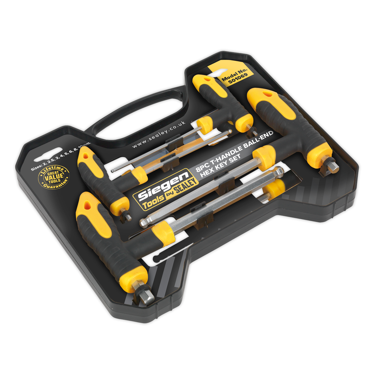 Sealey 8pc T-Handle Ball-End Hex Key Set S01069
