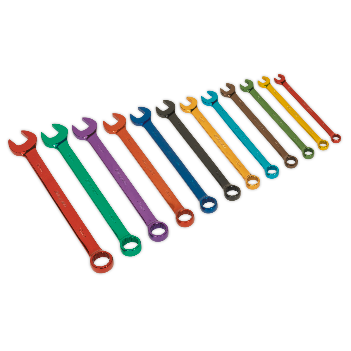 Sealey 12pc Multi-Coloured Combination Spanner Set S01074