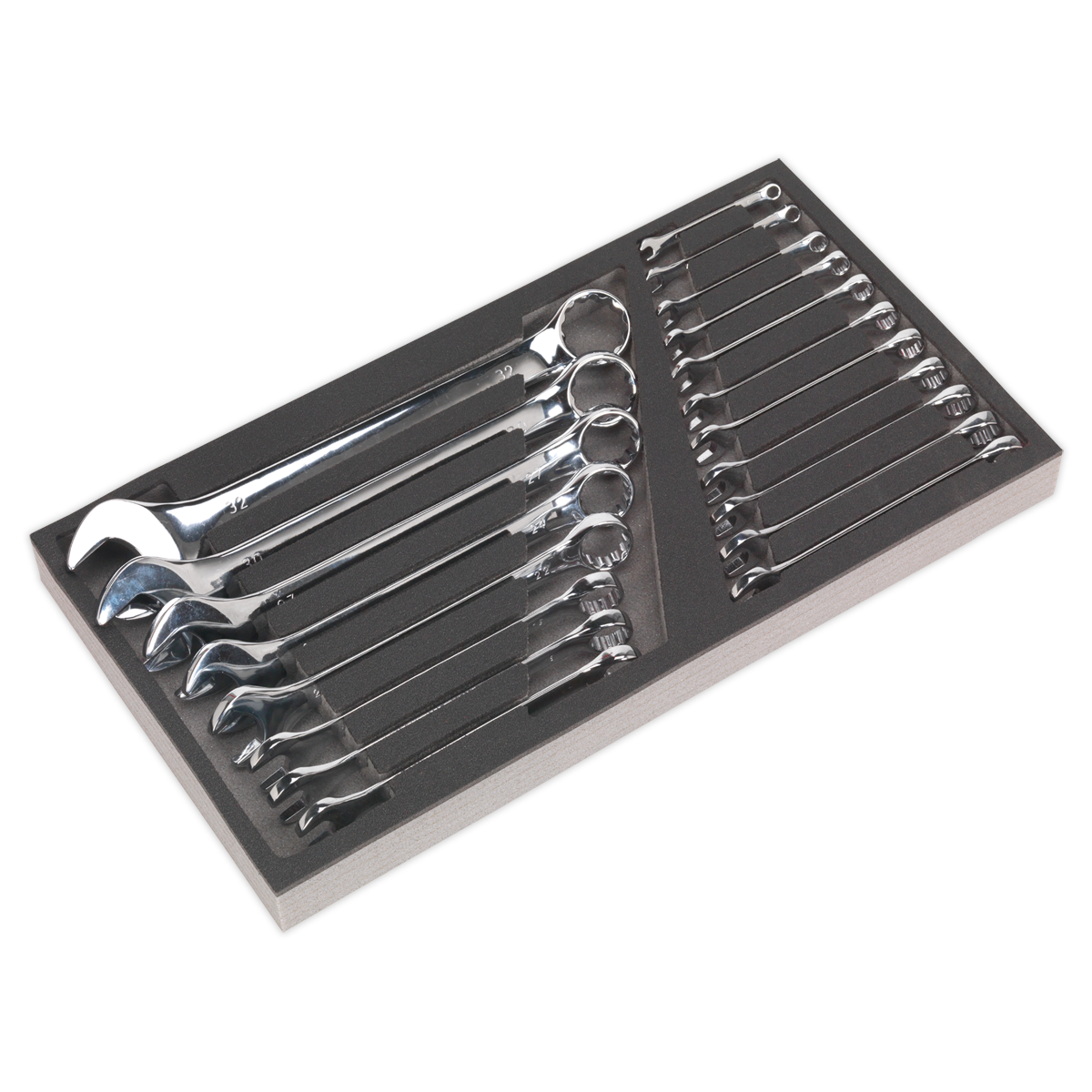 Sealey 19pc Combination Spanner Set with Tool Tray S01123