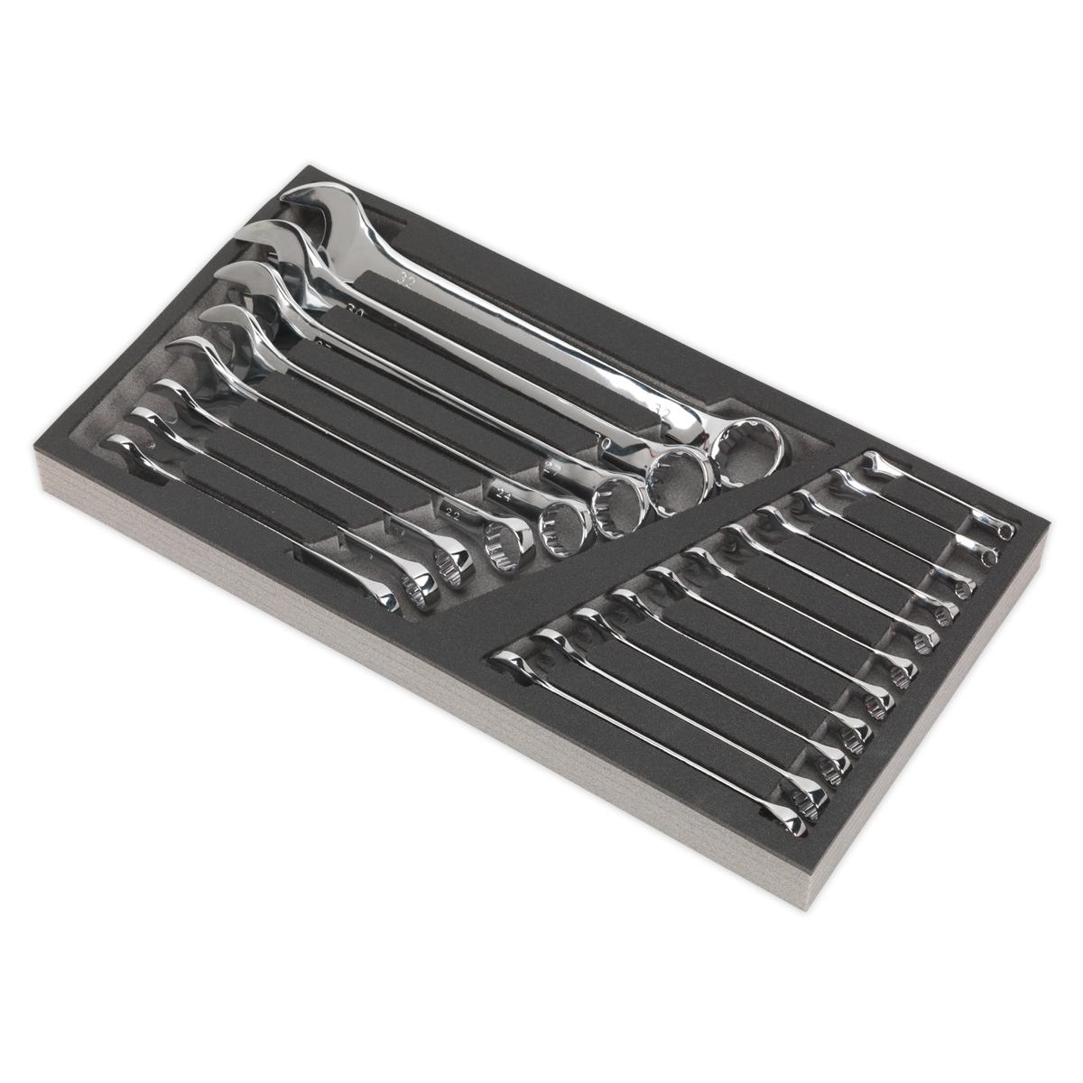 Sealey 19pc Combination Spanner Set with Tool Tray S01123