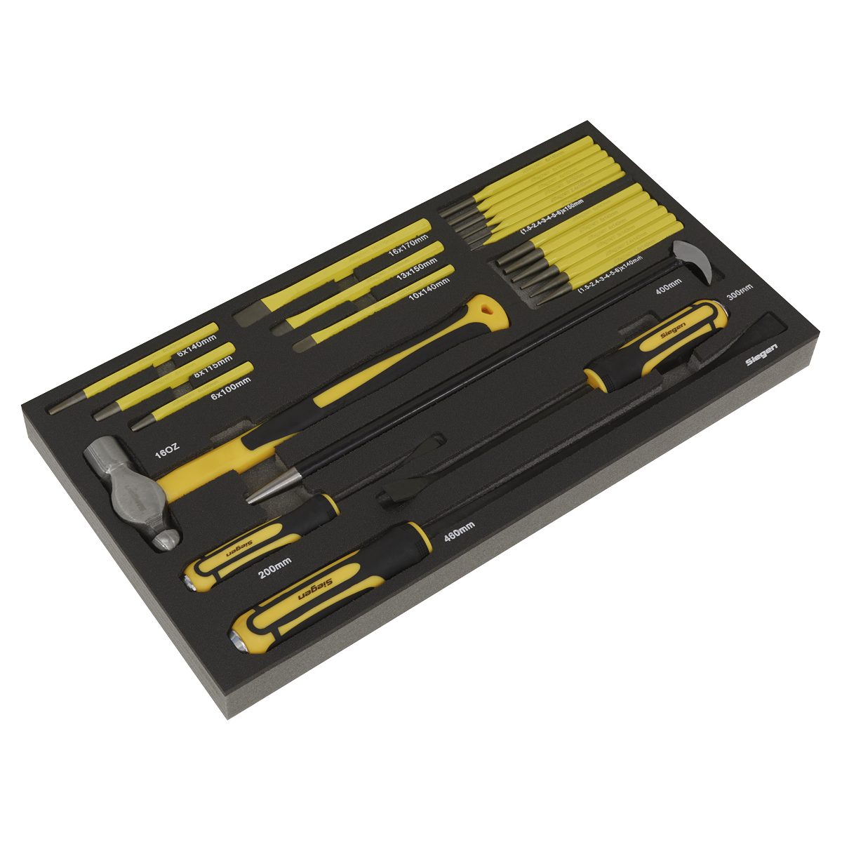 Sealey 23pc Pry Bar, Hammer & Punch Set with Tool Tray S01131