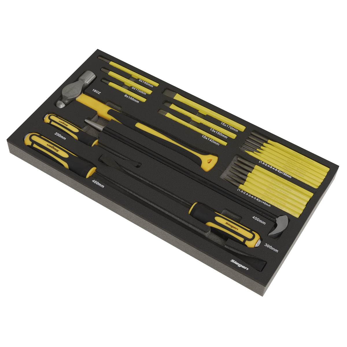 Sealey 23pc Pry Bar, Hammer & Punch Set with Tool Tray S01131