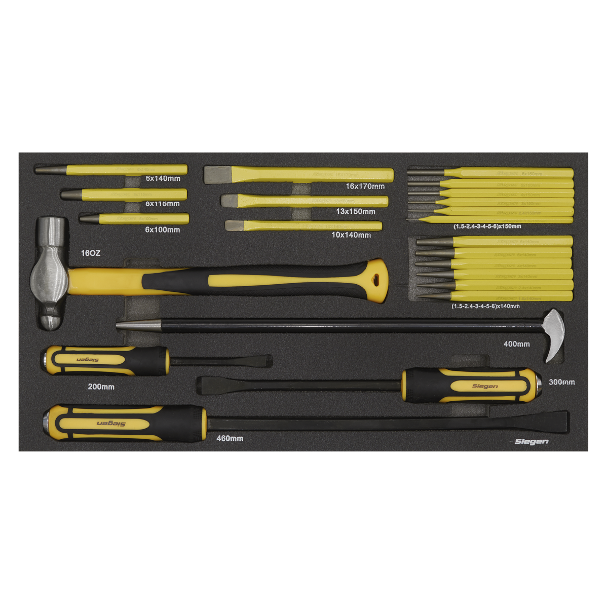Sealey 23pc Pry Bar, Hammer & Punch Set with Tool Tray S01131
