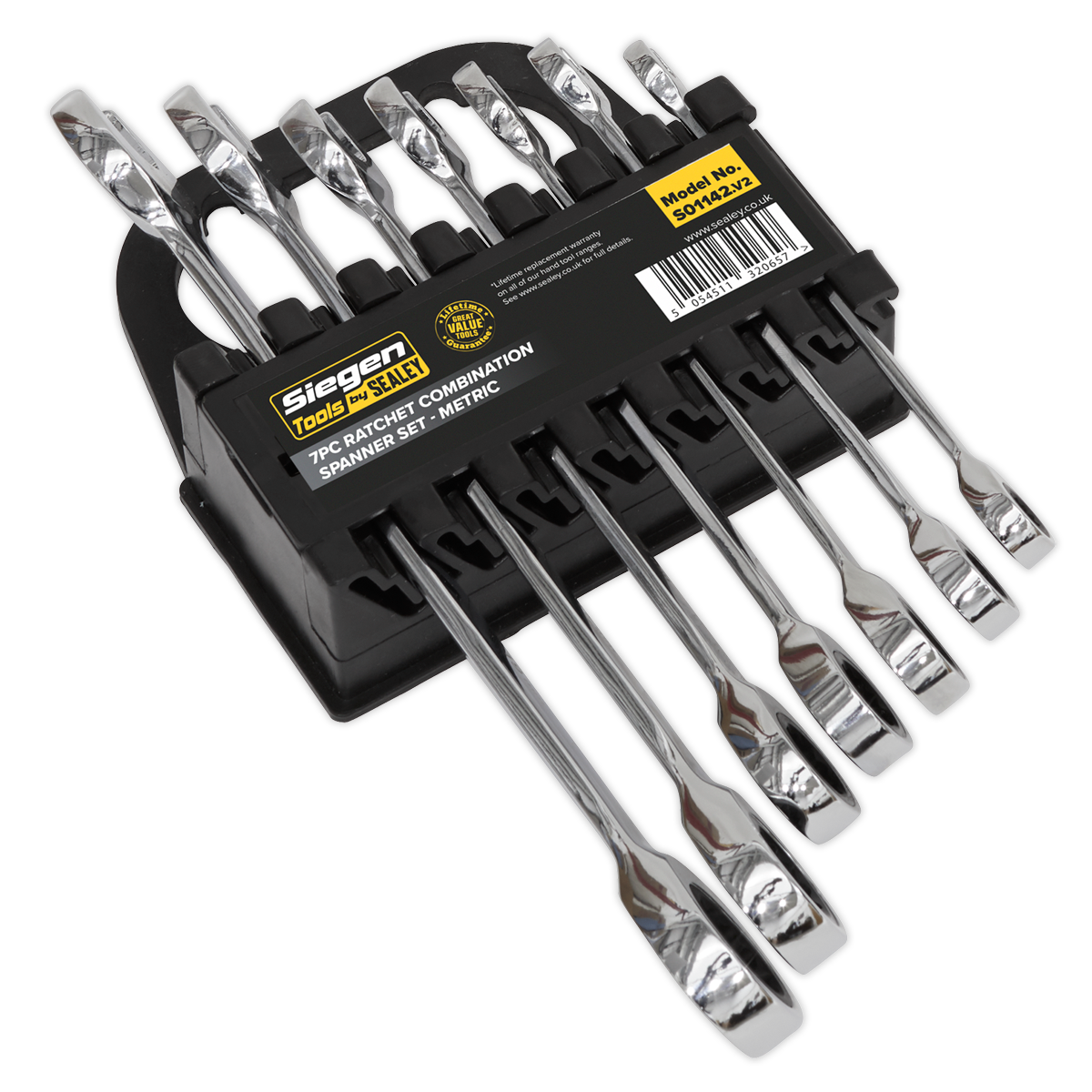 Sealey 7pc Combination Ratchet Spanner Set S01142