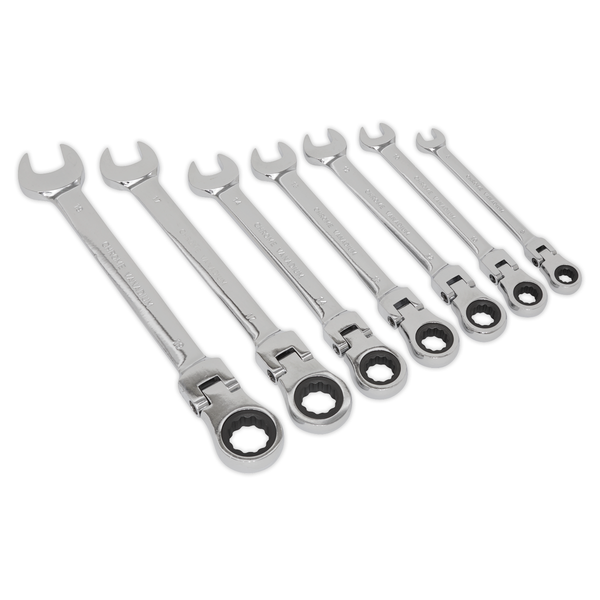 Sealey 7pc Flexi-Head Combination Ratchet Spanner Set S01143