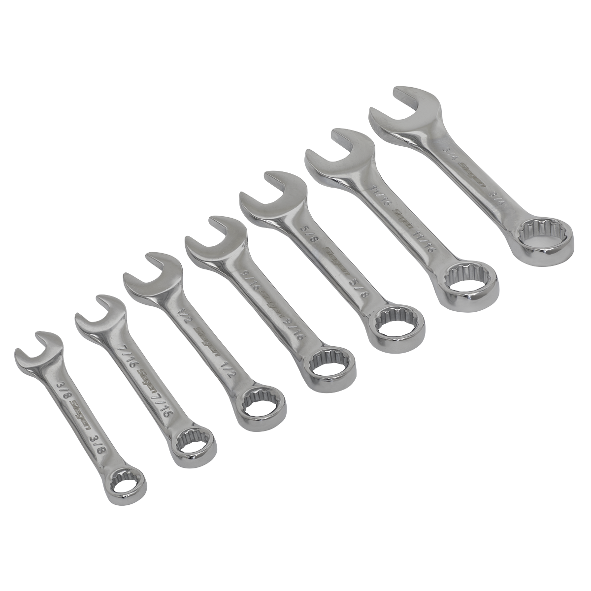 Sealey 7pc Stubby Combination Spanner Set - Imperial S01190