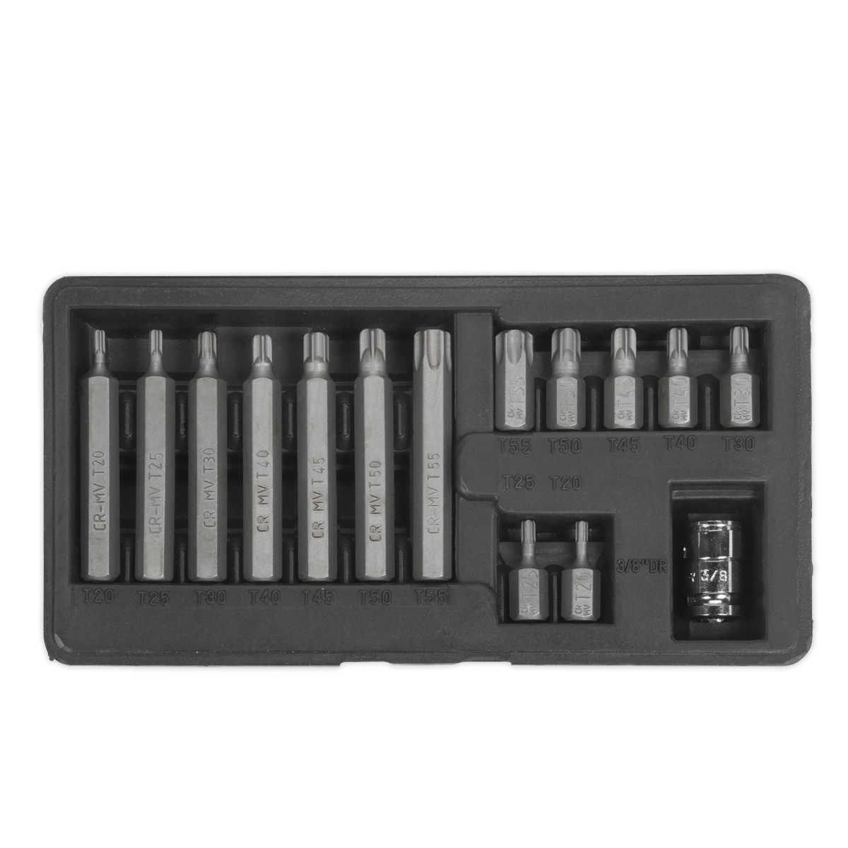 Sealey 15pc 3/8"Sq Drive TRX-Star* Bit & Holder Set S0532