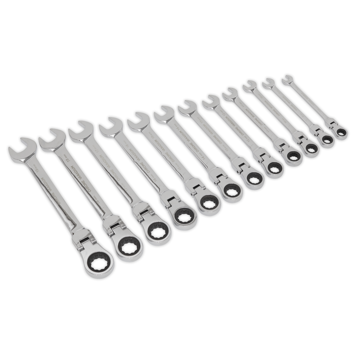 Sealey 12pc Flexi-Head Combination Ratchet Spanner Set S0635