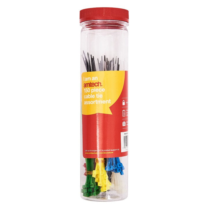 Amtech 150 Piece assorted cable tie set S0665