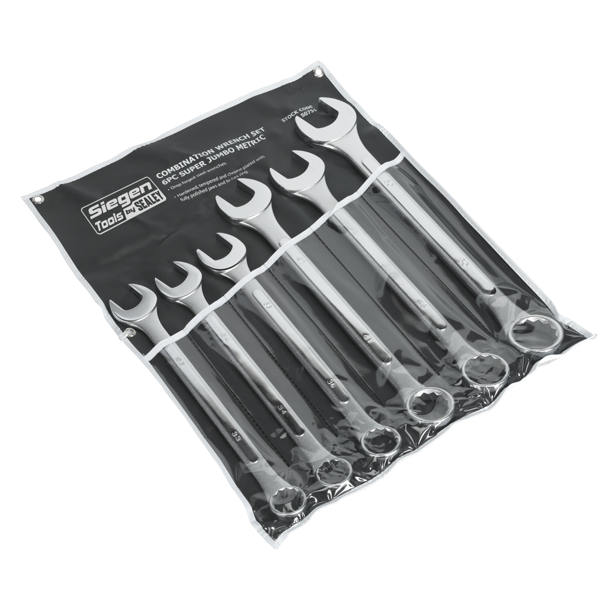 Sealey 6pc Super Jumbo Combination Spanner Set S0751