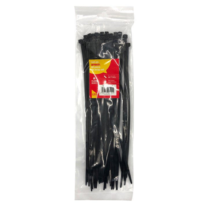Amtech 60 Tie wraps (300mm x 4.8mm) - black S0812