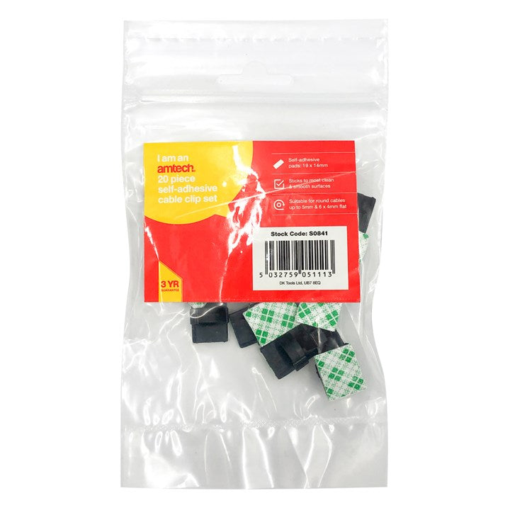 Amtech 20 Self-adhesive cable clips S0841
