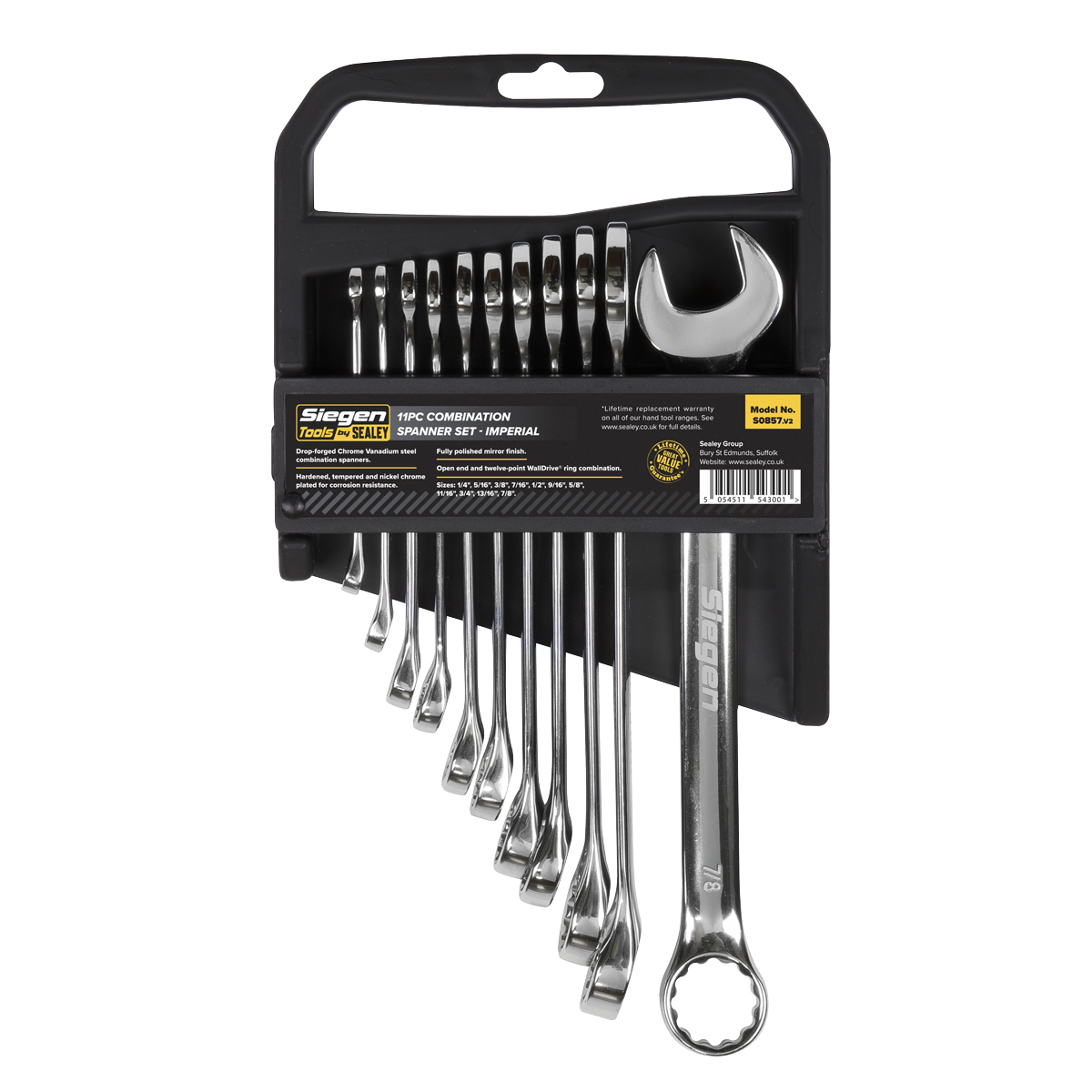 Sealey 11pc Combination Spanner Set - Imperial S0857