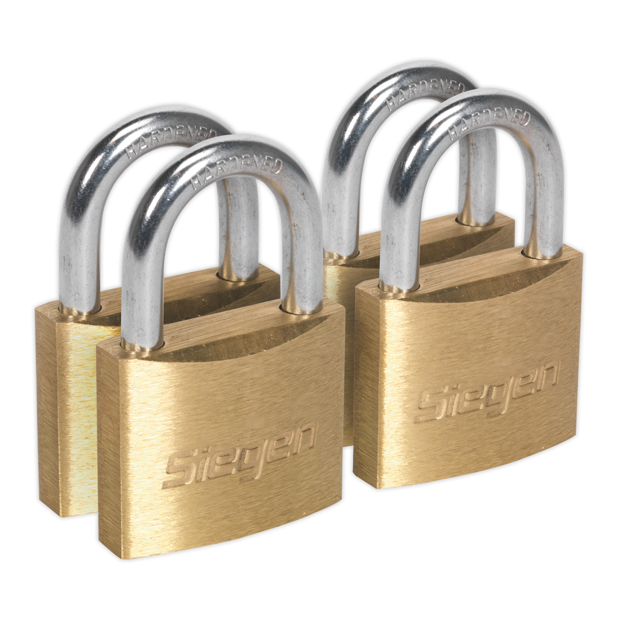 Sealey Brass Body Padlock with Brass Cylinder Keyed Alike - Pack of 4 S0992