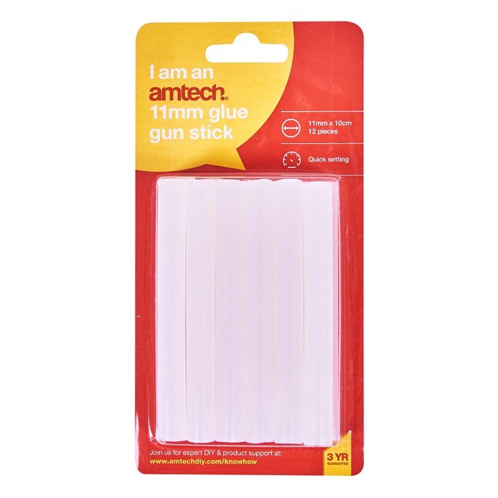 Amtech 11mm x 100mm Glue gun sticks (12 pack) S1870