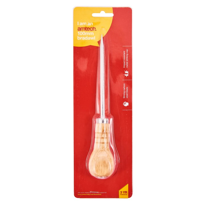 Amtech 100mm (4") Bradawl with wooden handle S2450