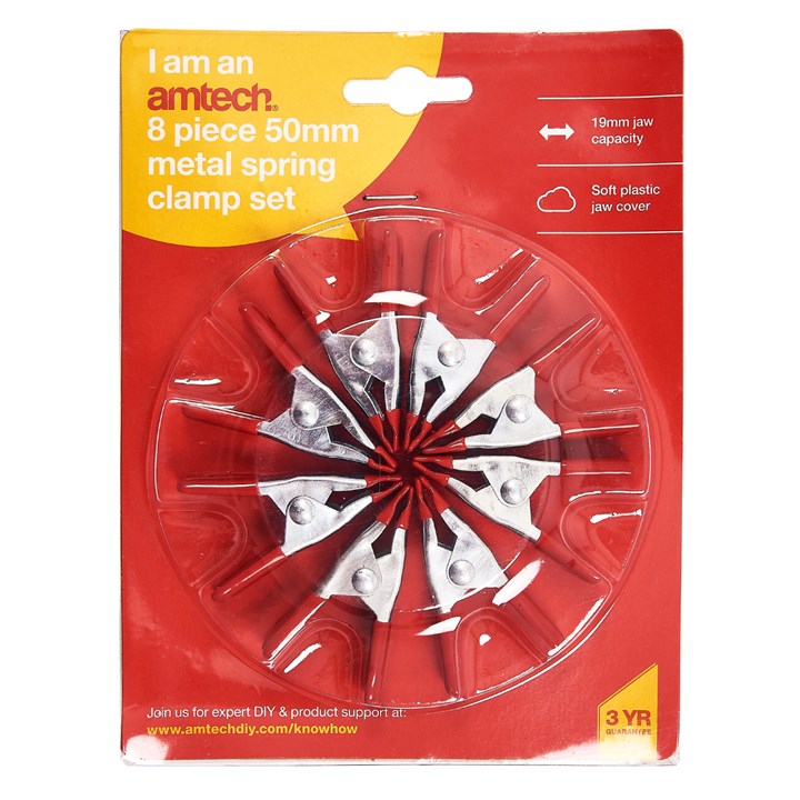 Amtech 8 Piece 50mm metal spring clamp set S2972