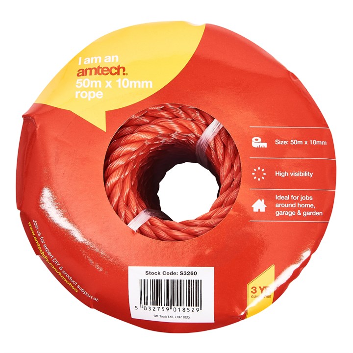 Amtech 50m x 10mm Polypropylene rope S3260