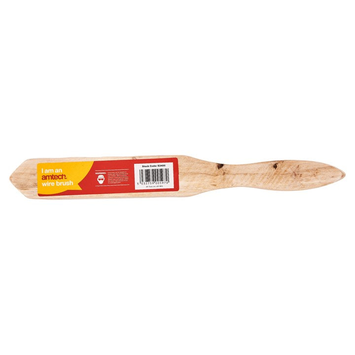 Amtech 4 Row wire brush with wooden handle S3400