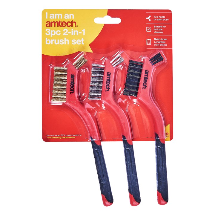 Amtech 3 Piece 2-in-1 brush set S3535