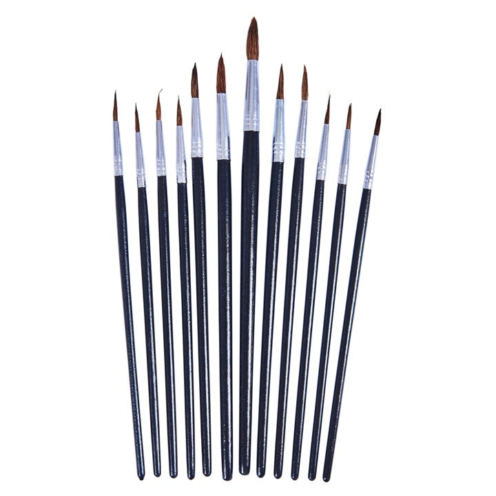 Amtech 12 Piece fine pointed tip art brush set S4120
