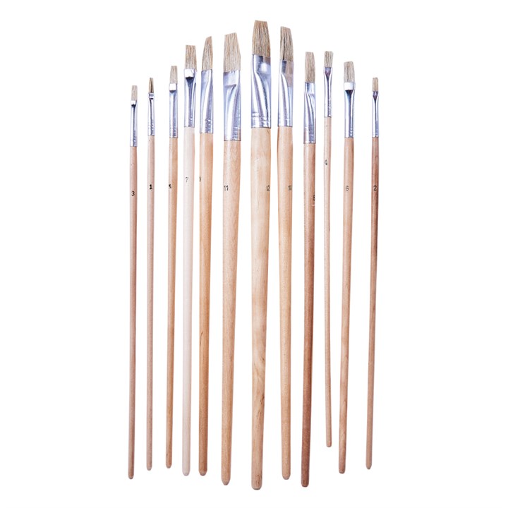Amtech 12 Piece flat tip art brush set S4145