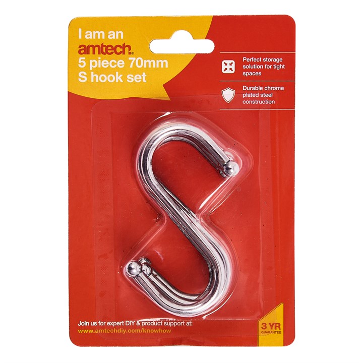 Amtech 5 Piece 70mm S-hook set S4295