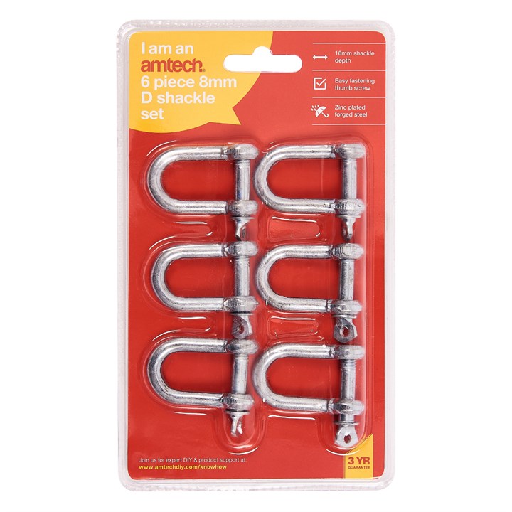 Amtech 6 Piece 8mm D-shackle set S4305