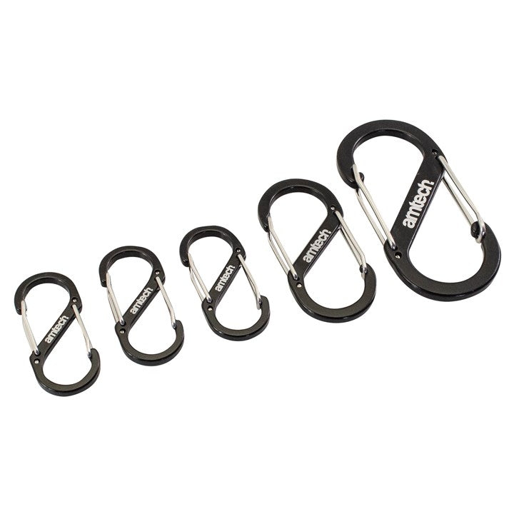 Amtech 5 piece dual buckle carabiner set S4322