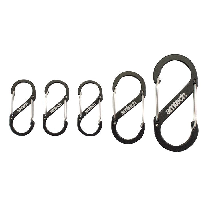 Amtech 5 piece dual buckle carabiner set S4322