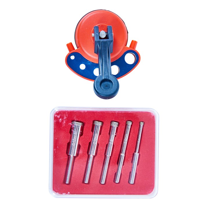 Amtech Diamond tile core drill kit and vacuum base drill guide S4405