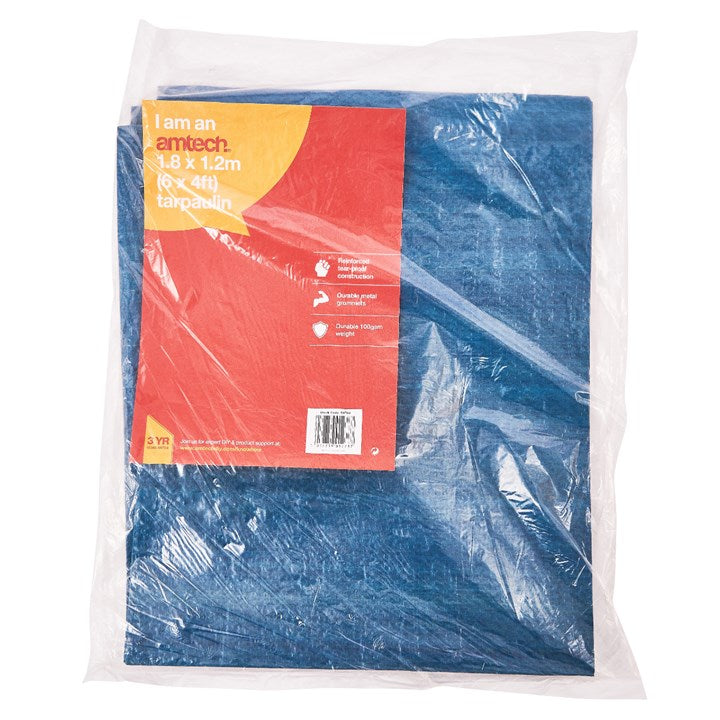 Amtech 180cm (6ft) x 120cm (4ft) Tarpaulin - blue S4700