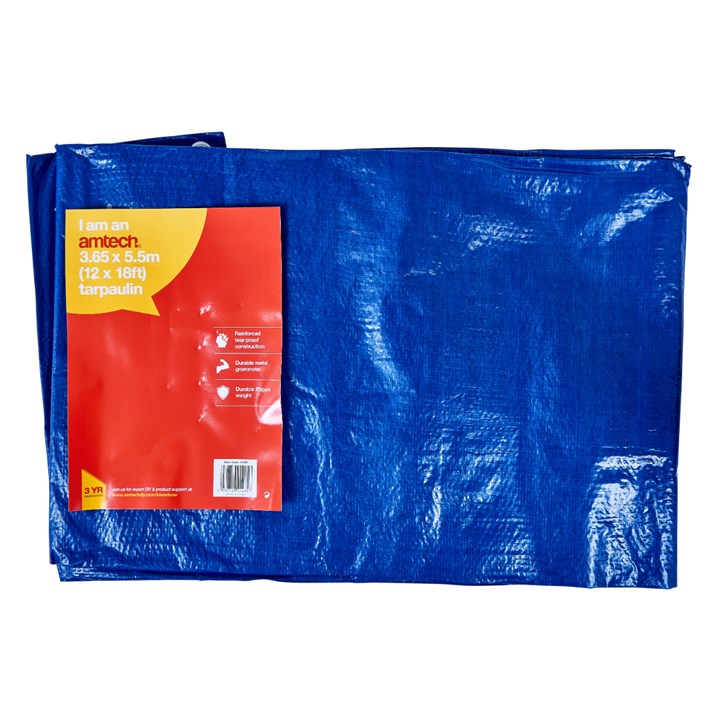 Amtech 550cm (18ft) x 365cm (12ft) Tarpaulin - blue S4850