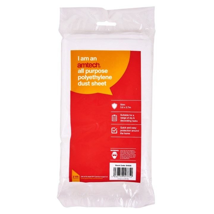 Amtech 3.6m x 2.7m All-purpose polythene dust sheet S4935