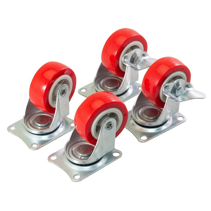 Amtech 4 Piece swivel castor set (140kg load) S5670