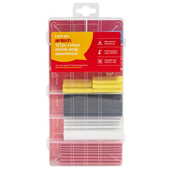 Amtech 127 Piece heat shrink assortment - mixed colours S6203