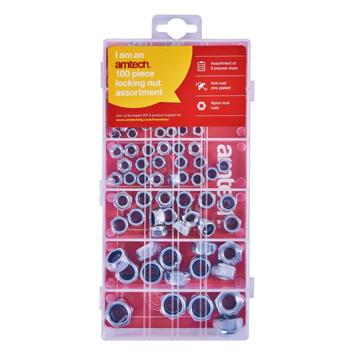 Amtech 100 Piece assorted locking nut set S6220
