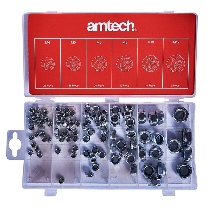 Amtech 100 Piece assorted locking nut set S6220