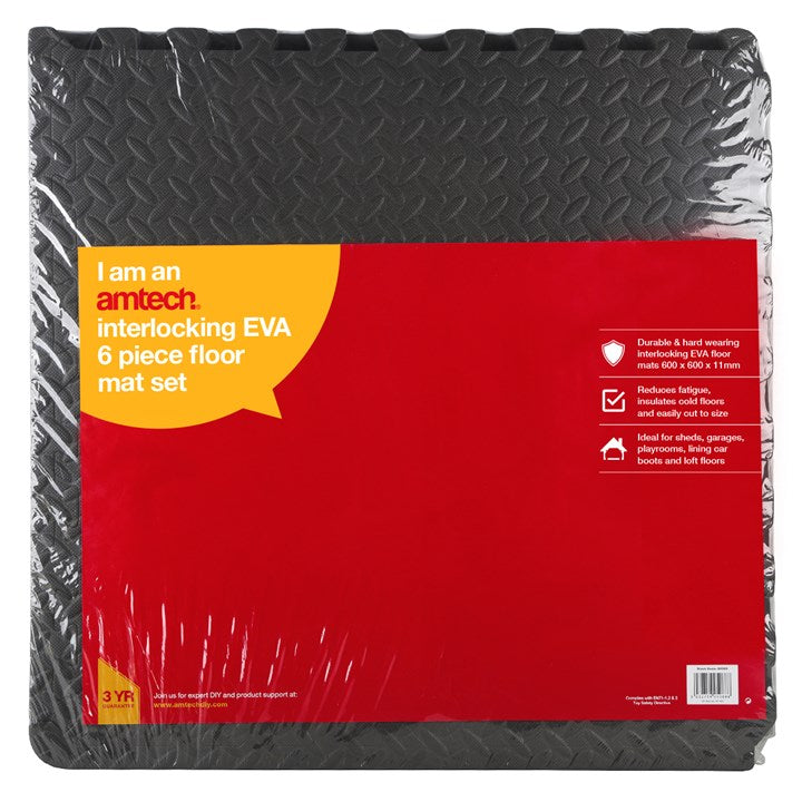Amtech Interlocking 6 pcs Floor Mat Set (60 x 60 x 1.1 cm) S6325