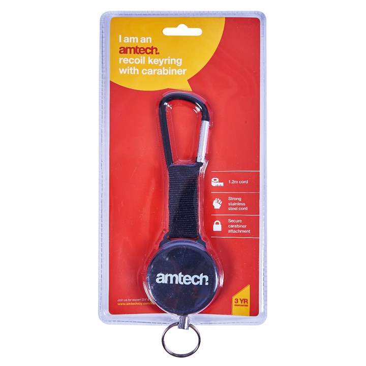 Amtech Recoil keyring with carabiner S6365