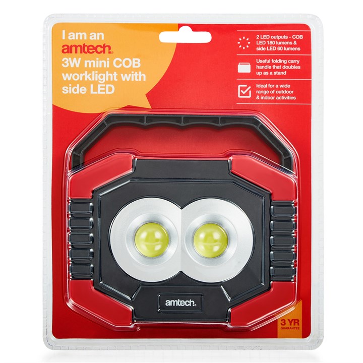 Amtech 3W Mini COB worklight with side LED S8144