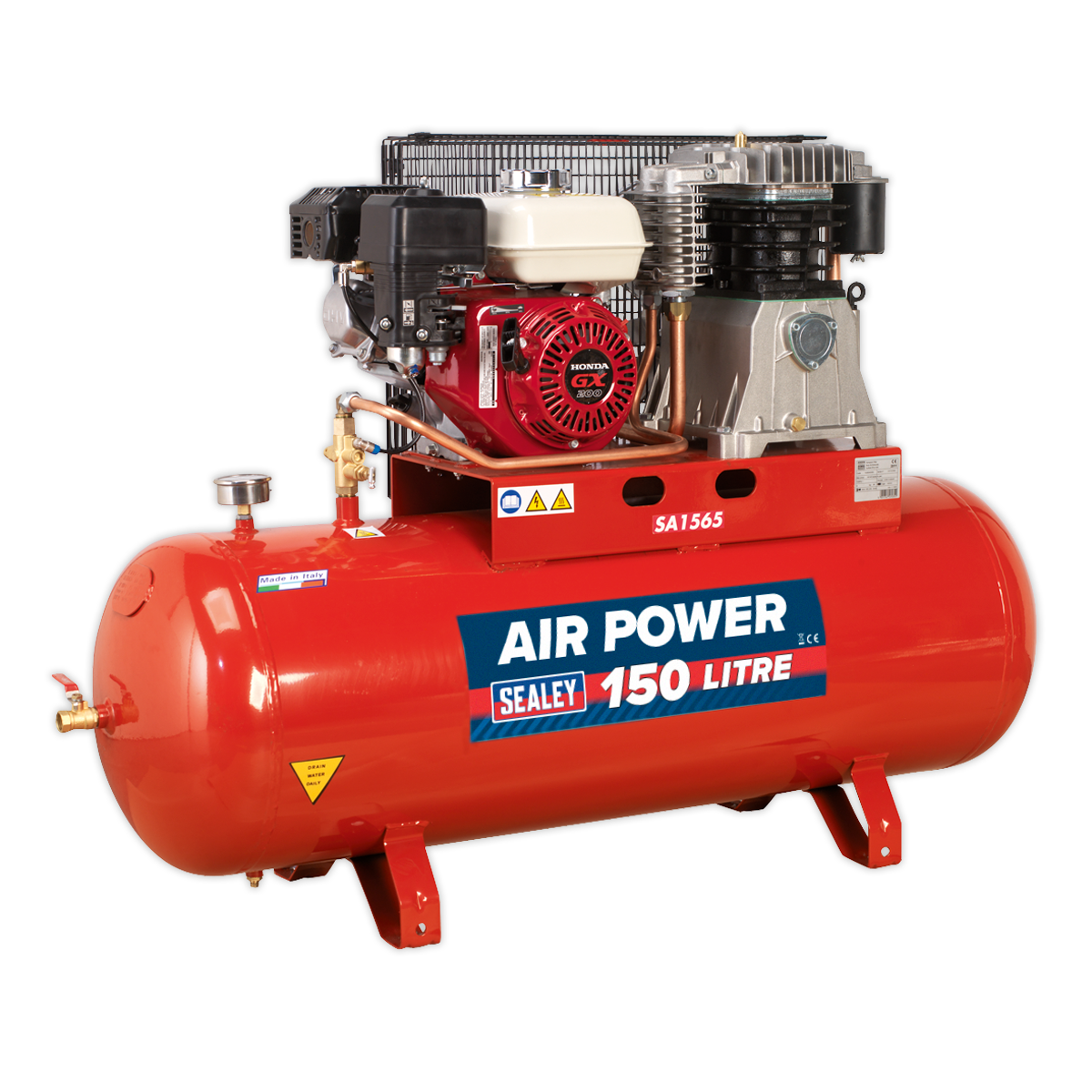 Sealey 150L Belt Drive Air Compressor with Petrol Engine 6.5hp SA1565