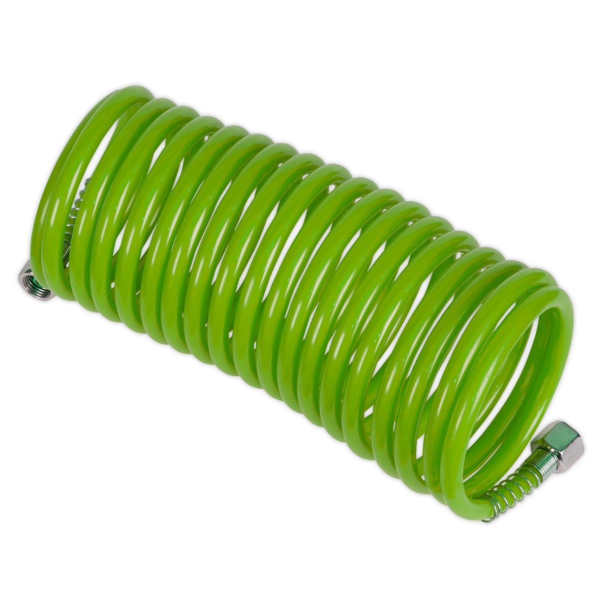 Sealey 5m x Ø5mm PE Coiled Air Hose with 1/4"BSP Unions - Green SA335G